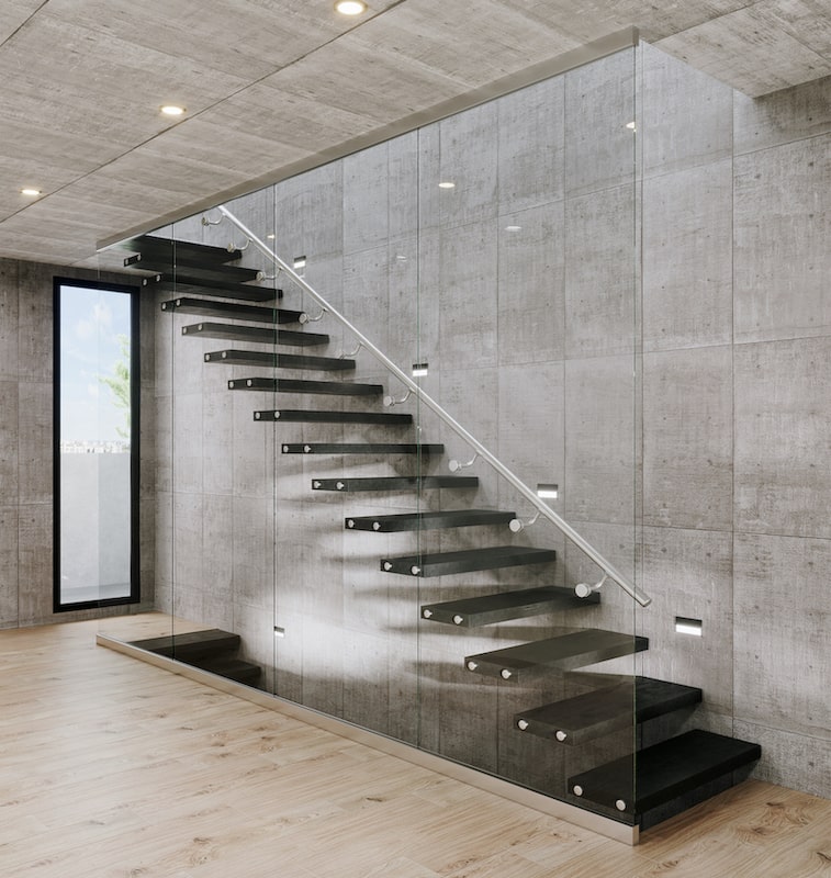 Garde-corps d'étage pour escalier en colimaçon muni d'une rampe DESIGN